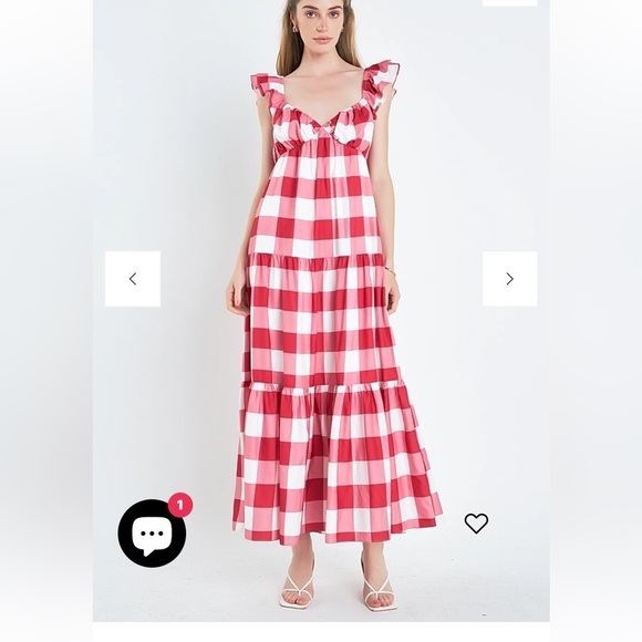 English Factory Dresses & Skirts - English factory NEW Gingham check plaid ruffle maxi dress new with tags size XS